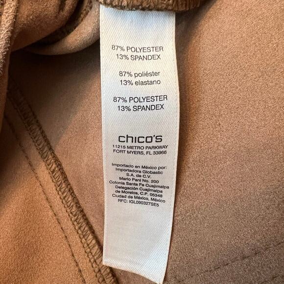 Chico’s Brown Vegan Sueded Leather Look Pants Size 00 (Size 2)  New Without Tags - Picture 10 of 13